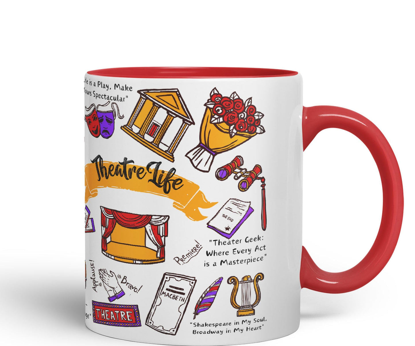 Thetre Life Theater Drama Llama Brodway Stage Joke sarkasm Sarcastic Ceramic Coloured Mug Cup for Tea Coffee Hot Brew 330ml 11Oz Gift