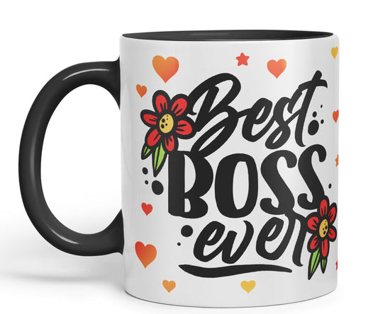 Vixar Best Boss Ever Joke Coloured Ceramic Mug Cup Gift 330ml 11oz Work Office Tea Coffee