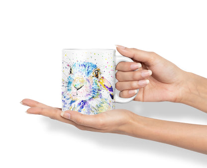 Vixar Bunny Rabbit Hare Animals Watercolour Art Coloured Mug Cup Gift Birthday Work Office Tea Coffee