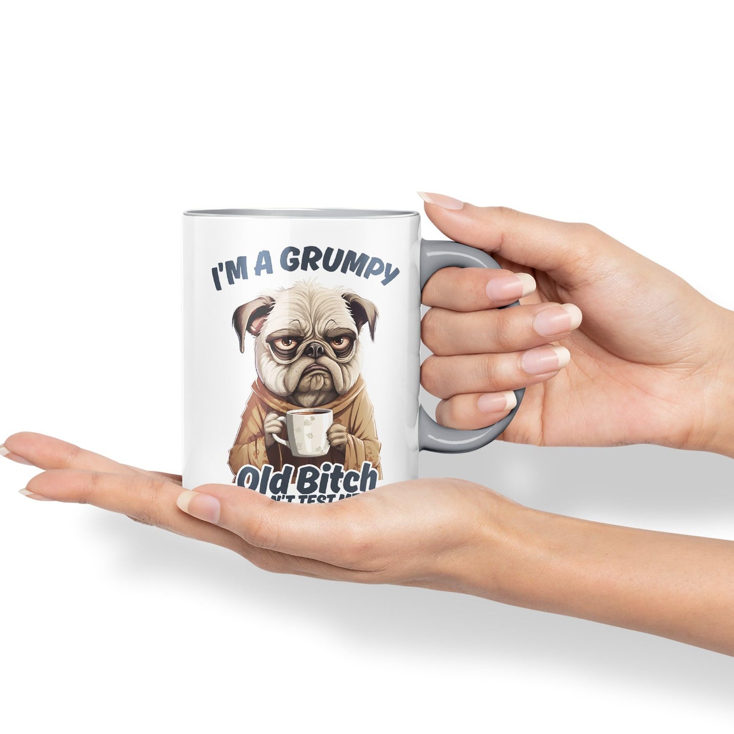 I'm A Grumpy Old Bitch Don’t Test me! Joke sarkasm Sarcastic Ceramic Coloured Mug Cup for Tea Coffee Hot Brew 330ml 11Oz Gift