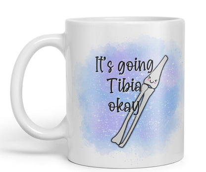 Vixar Anatomy Pun Humor It's Going Tibia ok Coloured Ceramic 330 ml Mug Cup Gift Birthday Work Office Tea Coffee