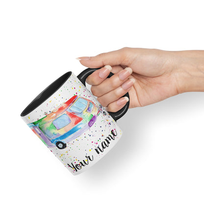 Vixar Personalised with Your Text Tourer Caravan Holiday Home Art Coloured Ceramic Mug Cup Gift 330ml 11oz Custom Work Office Tea Coffee
