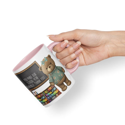 Vixar Teddy Bear Mrs Teacher Gift Women Ceramic Mug Coloured Mug Cup Gift end of School Tea Coffee