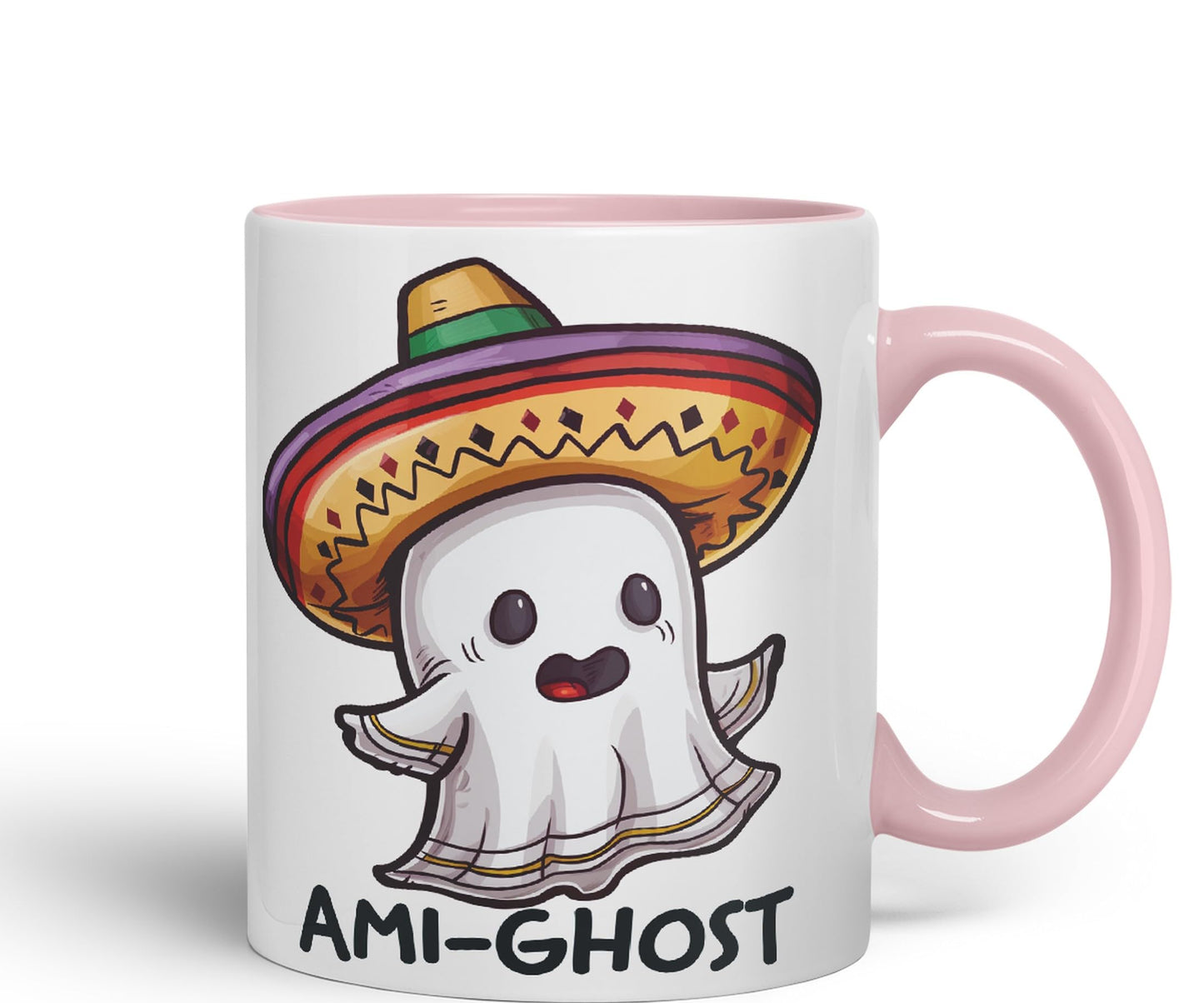 Ami-Ghost, Mexican hat Ghost Joke sarkasm Sarcastic Ceramic Coloured Mug Cup for Tea Coffee Hot Brew 330ml 11Oz Gift