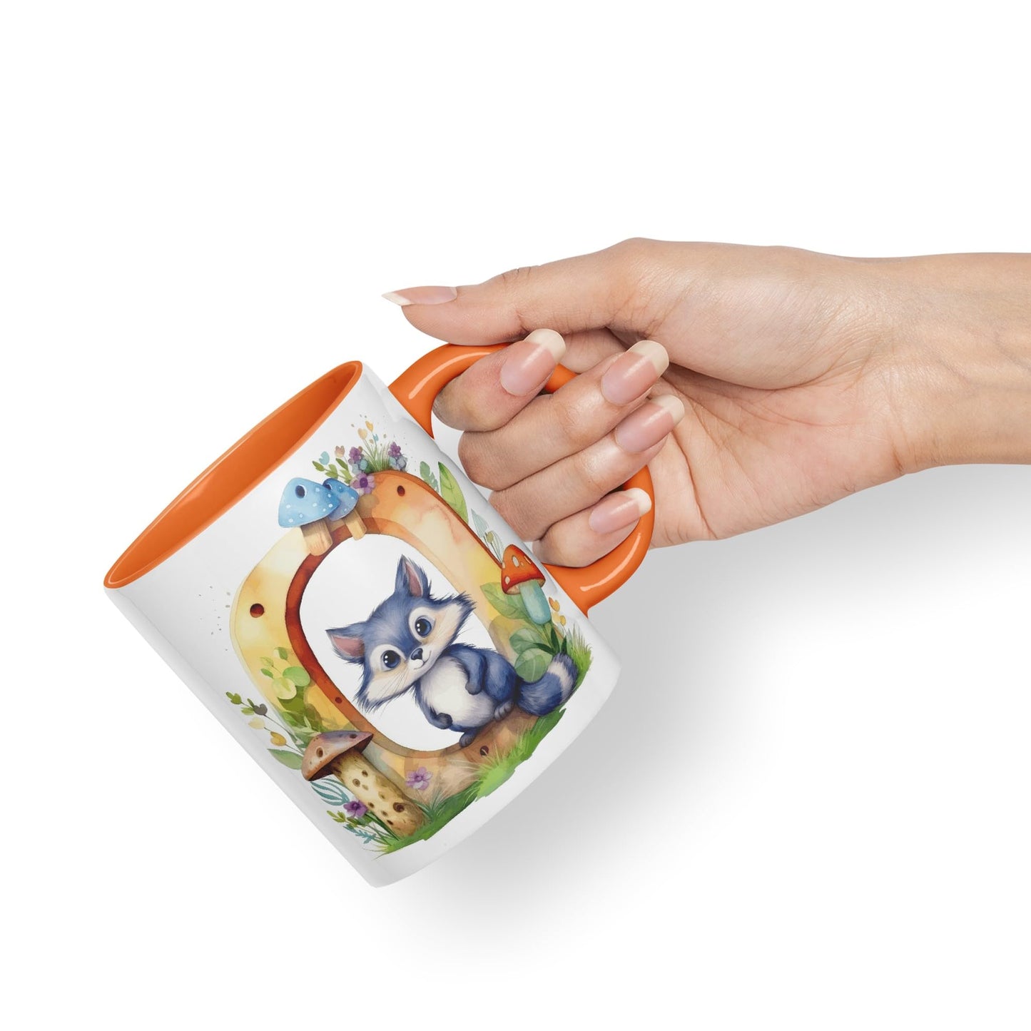 Letter O mug, Animals Alphabet Letter O Monogram animal for kids Ceramic Coloured Mug Cup for Tea Coffee Hot brew 330ml 11Oz Gift