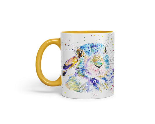 Vixar Bunny Rabbit Hare Animals Watercolour Art Coloured Mug Cup Gift Birthday Work Office Tea Coffee