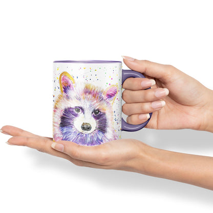 Racoon animals Watercolour Ceramic Coloured Mug Cup for Tea Coffee Hot brew 330ml 11Oz Gift