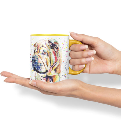 Vixar Shar Pei Wrinkly Chinese Dog Pet Animal Watercolour Art Coloured 330 ml Mug Cup Gift Birthday Work Office Tea Coffee