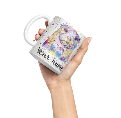 Vixar Personalised with Your Text Otter Animal Watercolour Art Coloured Ceramic Mug Cup Gift 330ml 11oz Custom Work Office Tea Coffee