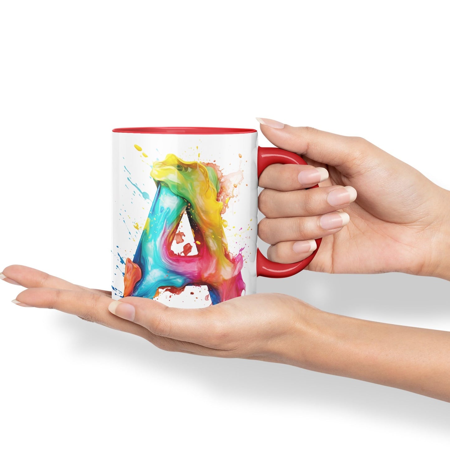 Letter A mug, Alphabet Letter A Monogram watercolour Ceramic Coloured Mug Cup for Tea Coffee Hot brew 330ml 11Oz Gift