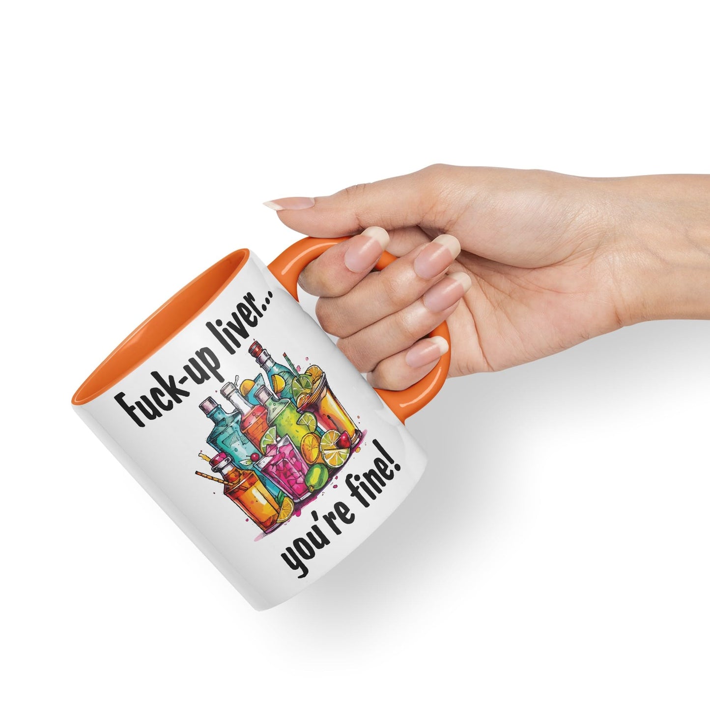F…-up Liver You're fine! Sarcastic Joke Ceramic Coloured Mug Cup for Tea Coffee Hot Brew 330ml 11 Oz