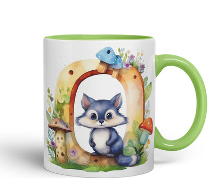 Letter O mug, Animals Alphabet Letter O Monogram animal for kids Ceramic Coloured Mug Cup for Tea Coffee Hot brew 330ml 11Oz Gift