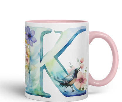 Letter K mug, Animals Alphabet Letter K Monogram animal for kids Ceramic Coloured Mug Cup for Tea Coffee Hot brew 330ml 11Oz Gift