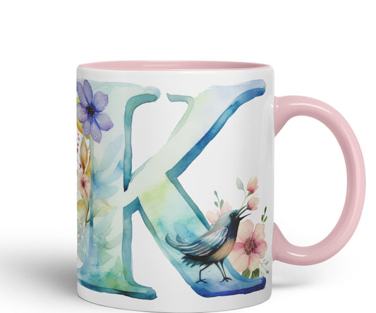Letter K mug, Animals Alphabet Letter K Monogram animal for kids Ceramic Coloured Mug Cup for Tea Coffee Hot brew 330ml 11Oz Gift