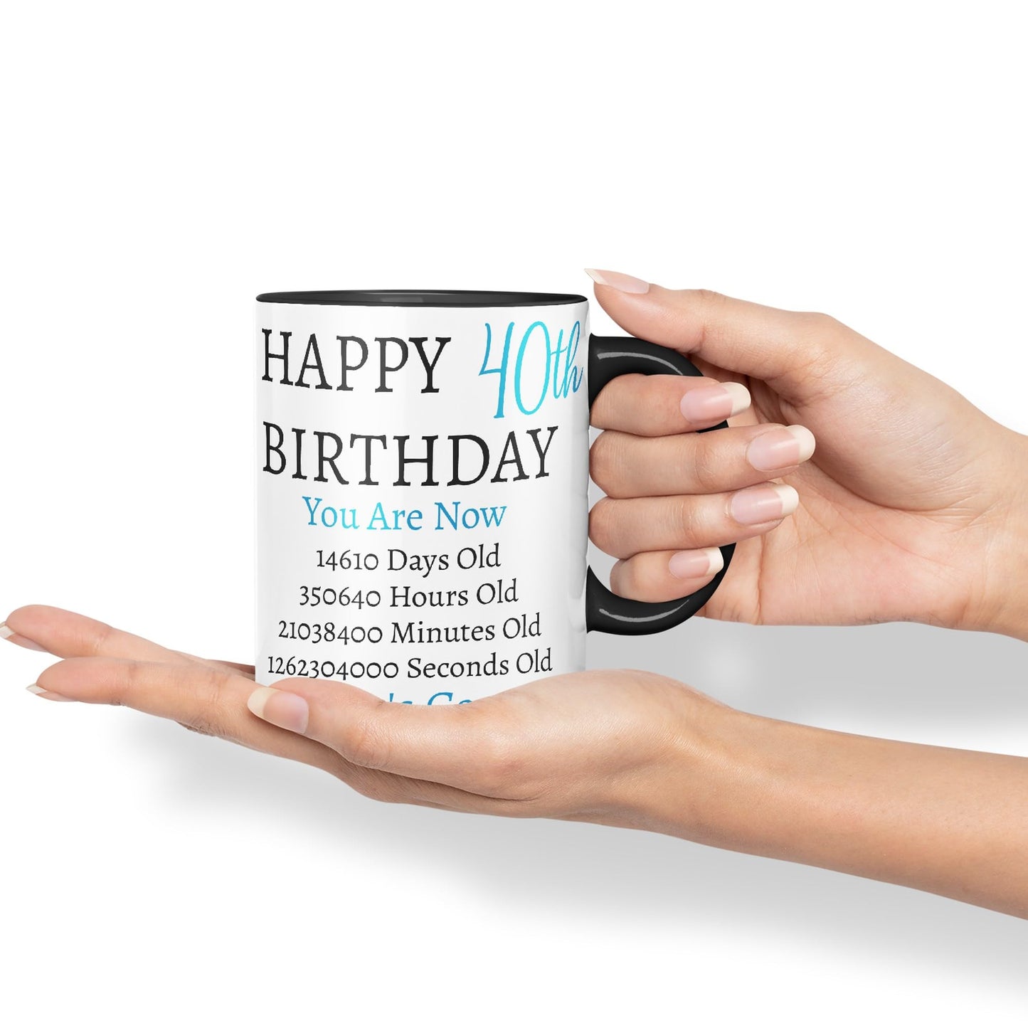 Vixar But Who's Counting Happy 40th Birthday Ceramic Coloured Mug Cup Gift Days Hours Minutes (Blue)