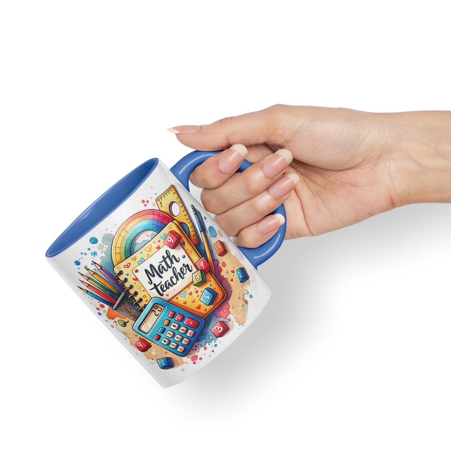 Vixar Math Teacher Mug Thank You, End of School Gift Ceramic Coloured Mug Cup for Tea Coffee Hot Brew 330ml 11Oz Gift