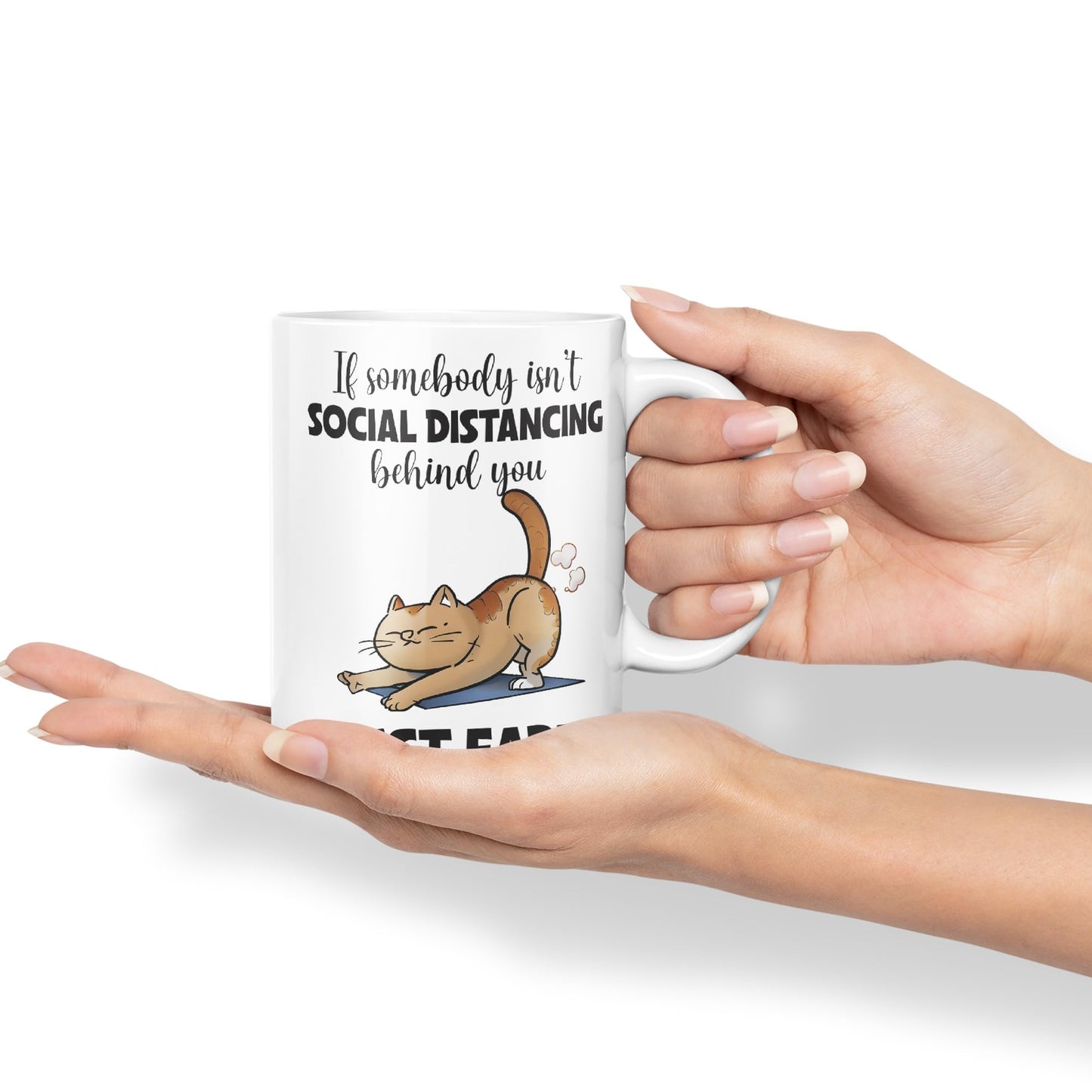 Vixar If Somebody Isn't Social Distancing Behind You Just Fart Cats Sarcastic Joke Ceramic Coloured Mug Cup for Tea Coffee Hot Brew 330ml 11oz