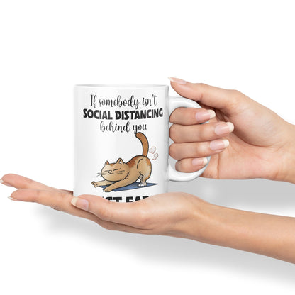 Vixar If Somebody Isn't Social Distancing Behind You Just Fart Cats Sarcastic Joke Ceramic Coloured Mug Cup for Tea Coffee Hot Brew 330ml 11oz