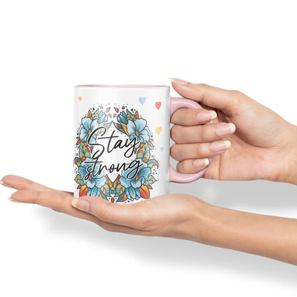 Vixar Stay Strong Motivation Gift Presents Coloured Ceramic Mug Cup Gift 330ml 11oz Work Office Tea Coffee