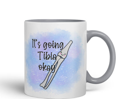 Vixar Anatomy Pun Humor It's Going Tibia ok Coloured Ceramic 330 ml Mug Cup Gift Birthday Work Office Tea Coffee