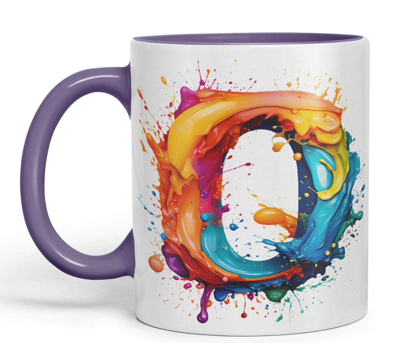 Letter O mug, Alphabet Letter O Monogram watercolour Ceramic Coloured Mug Cup for Tea Coffee Hot brew 330ml 11Oz Gift