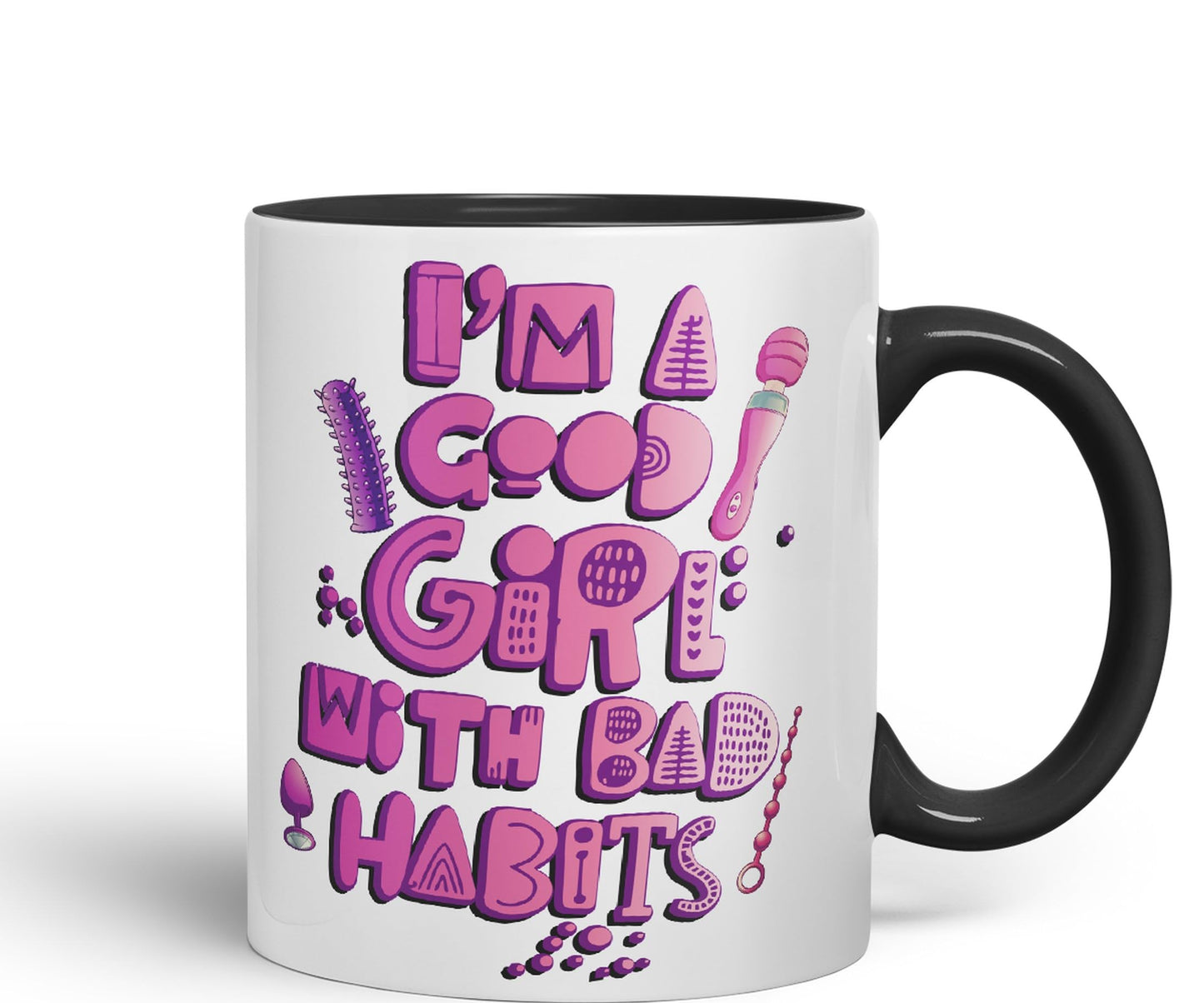 Vixar I'm Good Girl with Bad Habits Woman Toys Ceramic Coloured Mug Cup Gift Tea Coffee Christmas Office Home Sarcastic Joke