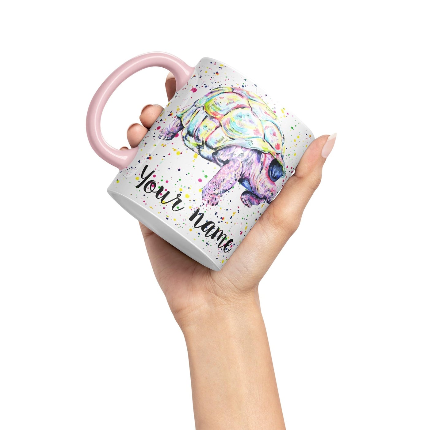 Personalised mug with Your Text name Tortoise Sea animals Watercolour Art Coloured Ceramic Mug Cup Gift 330ml 11oz Custom Work Office Tea Coffee