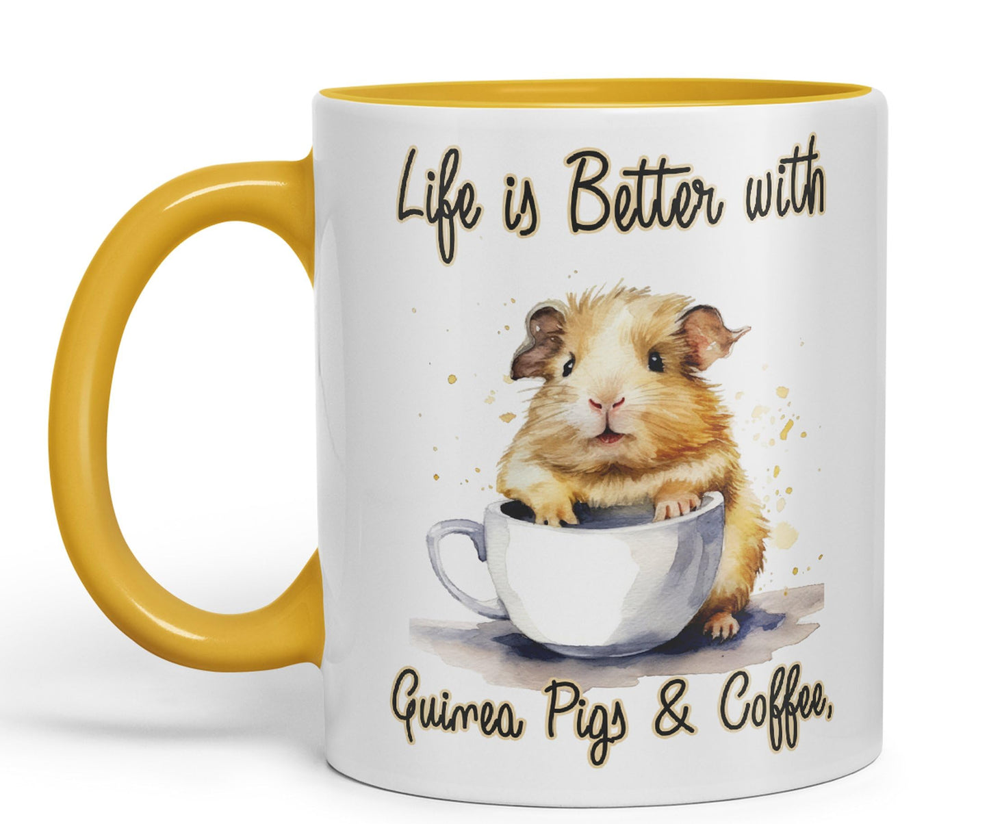 Life is Better with Guinea Pigs & Coffee Joke sarkasm Sarcastic Ceramic Coloured Mug Cup for Tea Coffee Hot Brew 330ml 11Oz Gift