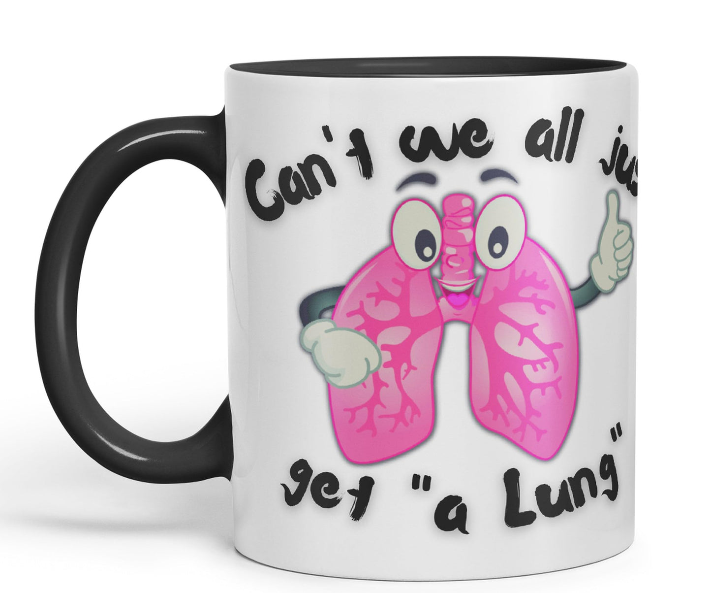 Vixar Anatomy Pun Humor Can't we All just get a Lung Coloured Ceramic 330 ml Mug Cup Gift Birthday Work Office Tea Coffee