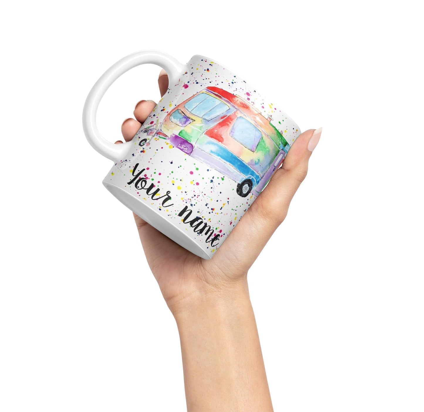 Vixar Personalised with Your Text Tourer Caravan Holiday Home Art Coloured Ceramic Mug Cup Gift 330ml 11oz Custom Work Office Tea Coffee