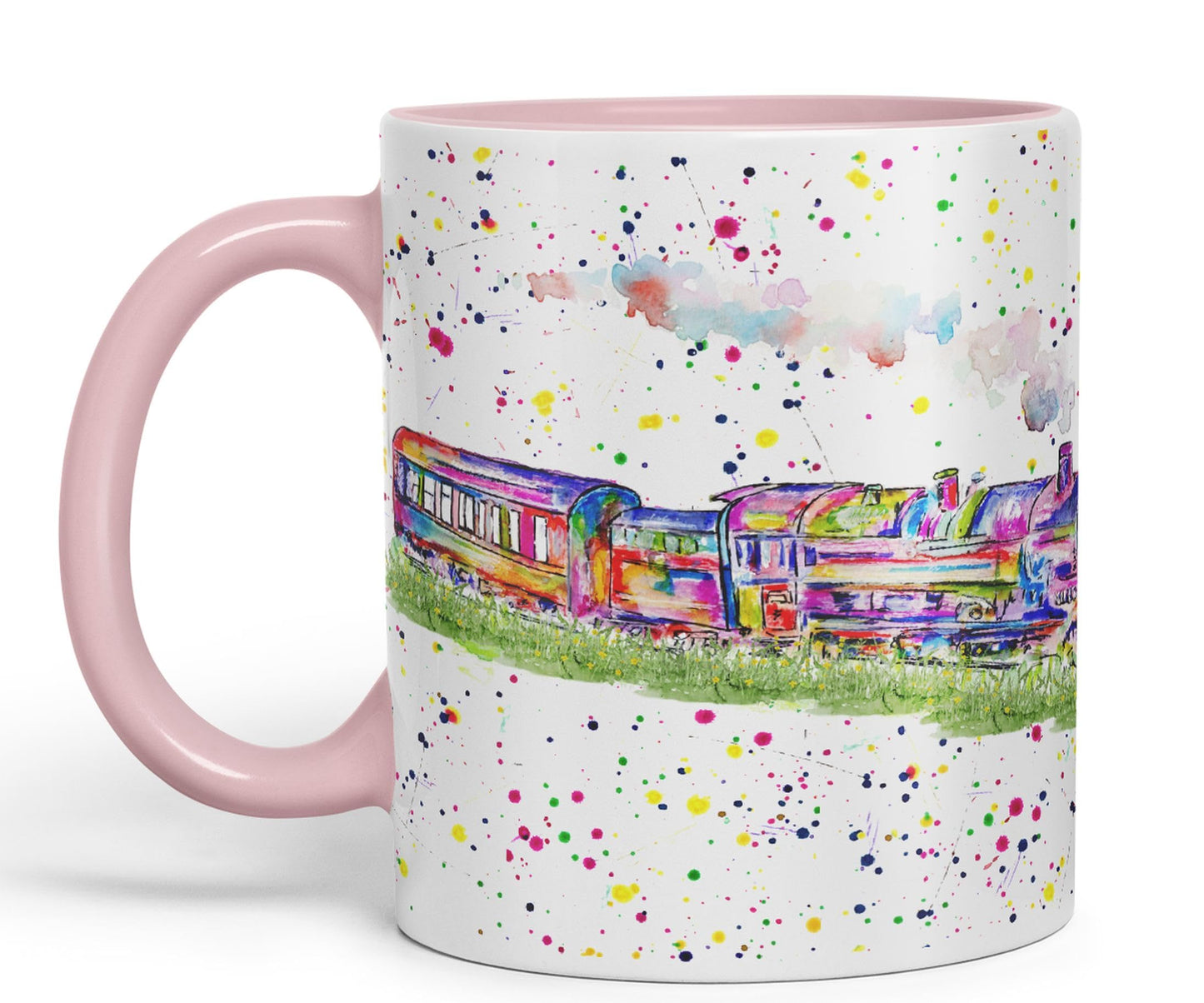Vixar Steam Train Watercolour Art Coloured 330 ml Mug Cup Gift Birthday Work Office Tea Coffee
