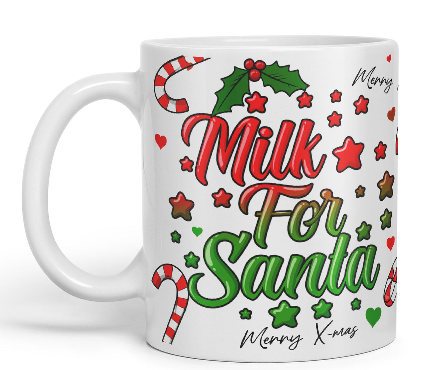 Vixar Milk for Santa Christmas Xmas Designs Tree Presents Coloured Ceramic Mug Cup Gift 330ml 11oz Work Office Tea Coffee Gift (CH3)