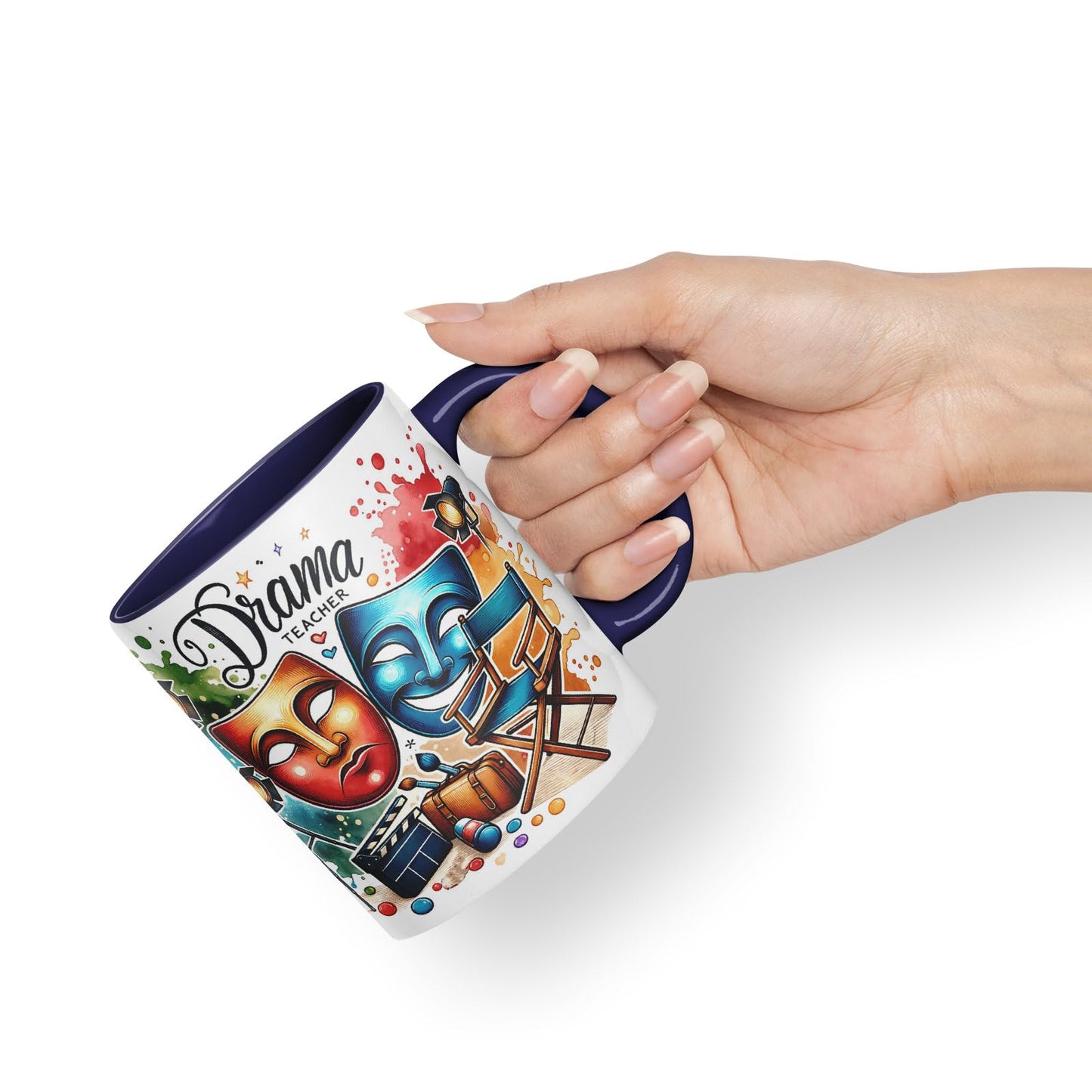 Vixar Drama Teacher Mug Thank You, End of School Gift Ceramic Coloured Mug Cup for Tea Coffee Hot Brew 330ml 11Oz Gift