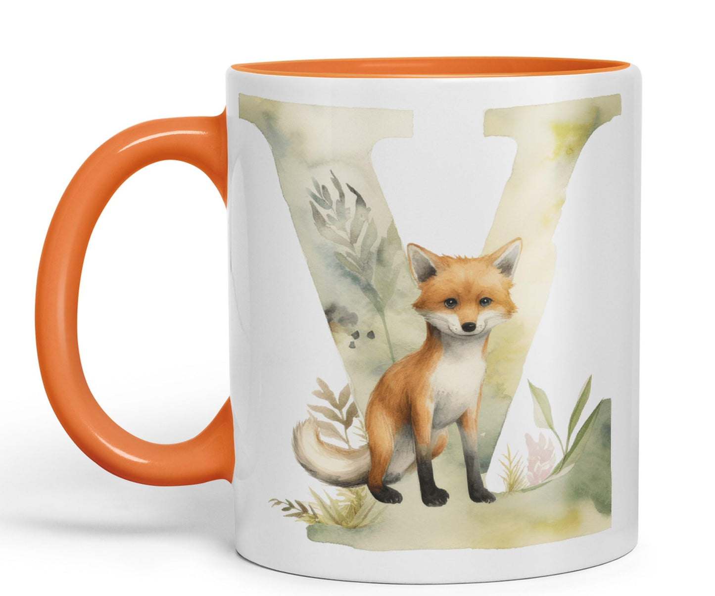 Letter V mug, Animals Alphabet Letter V Monogram animal for kids Ceramic Coloured Mug Cup for Tea Coffee Hot brew 330ml 11Oz Gift