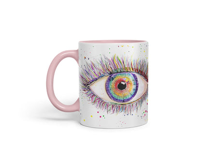 Vixar Eye Rainbow Watercolour Art Coloured Mug Cup Gift Birthday Work Office Tea Coffee