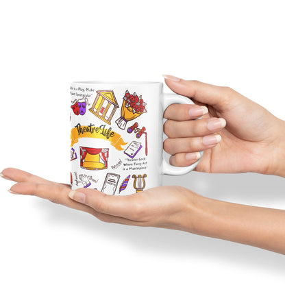 Thetre Life Theater Drama Llama Brodway Stage Joke sarkasm Sarcastic Ceramic Coloured Mug Cup for Tea Coffee Hot Brew 330ml 11Oz Gift