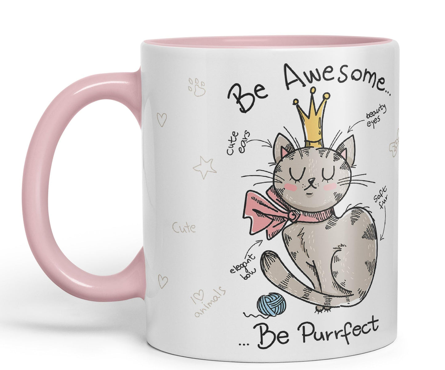 Vixar Be Awesome... Cat Ceramic Coloured Mug Cup Gift Tea Coffee Christmas Office Home Sarcastic Joke