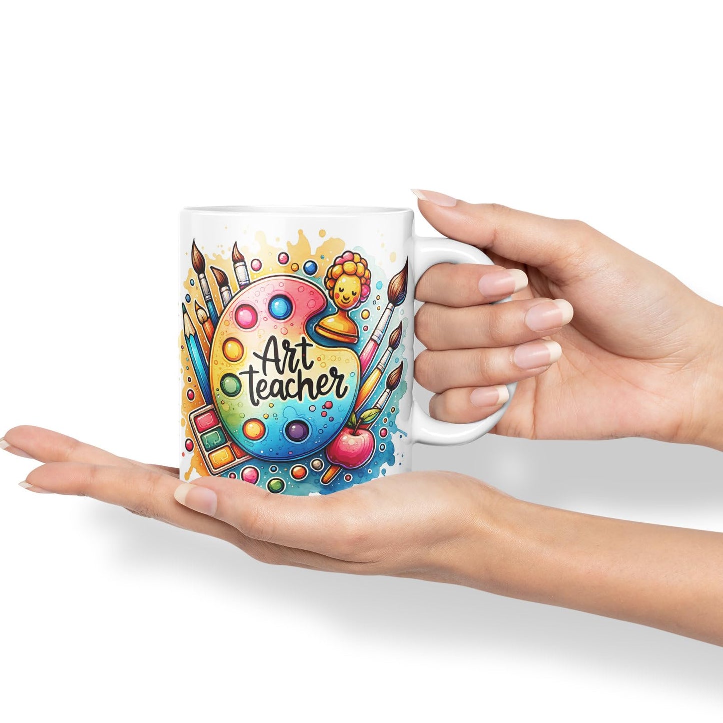 Vixar Art Teacher Mug Thank You, End of School Gift Ceramic Coloured Mug Cup for Tea Coffee Hot Brew 330ml 11Oz Gift