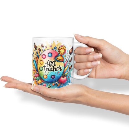 Vixar Art Teacher Mug Thank You, End of School Gift Ceramic Coloured Mug Cup for Tea Coffee Hot Brew 330ml 11Oz Gift