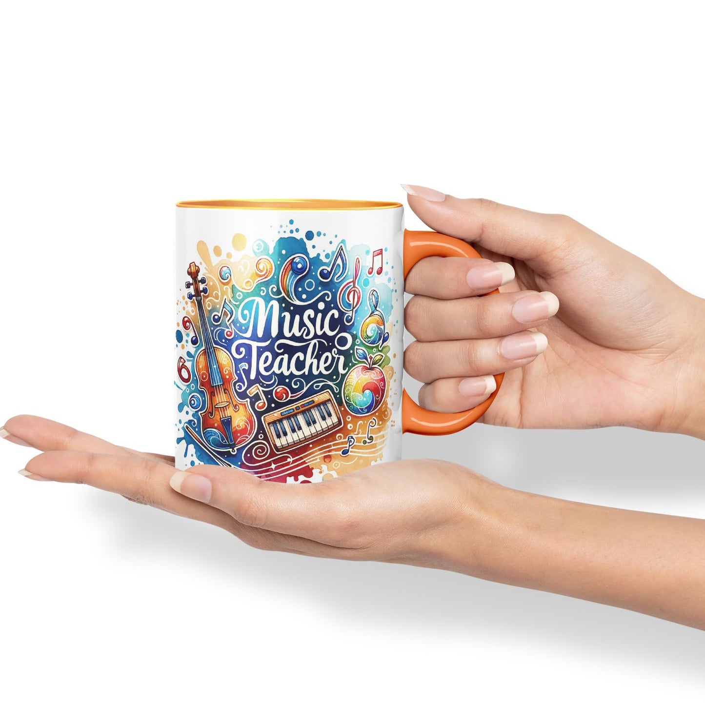 Vixar Music Teacher Mug Thank You, End of School Gift Ceramic Coloured Mug Cup for Tea Coffee Hot Brew 330ml 11Oz Gift