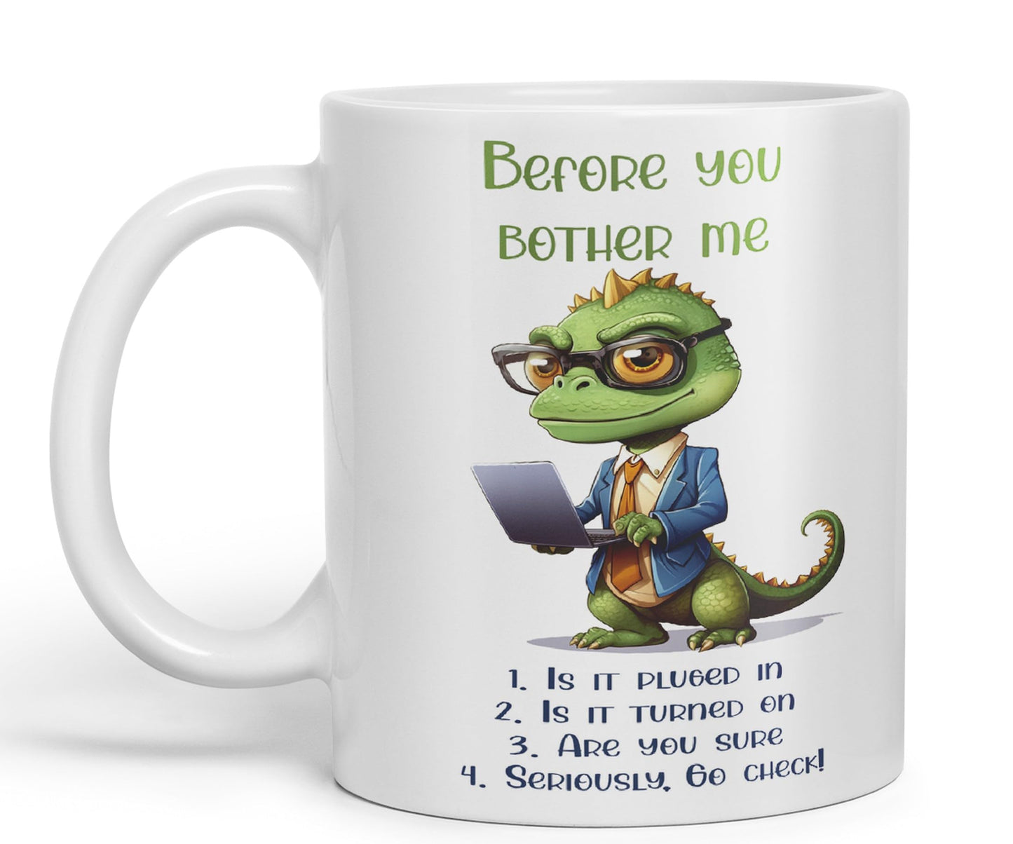 Before You Bother me Crocodile Joke sarkasm Sarcastic Ceramic Coloured Mug Cup for Tea Coffee Hot Brew 330ml 11Oz Gift