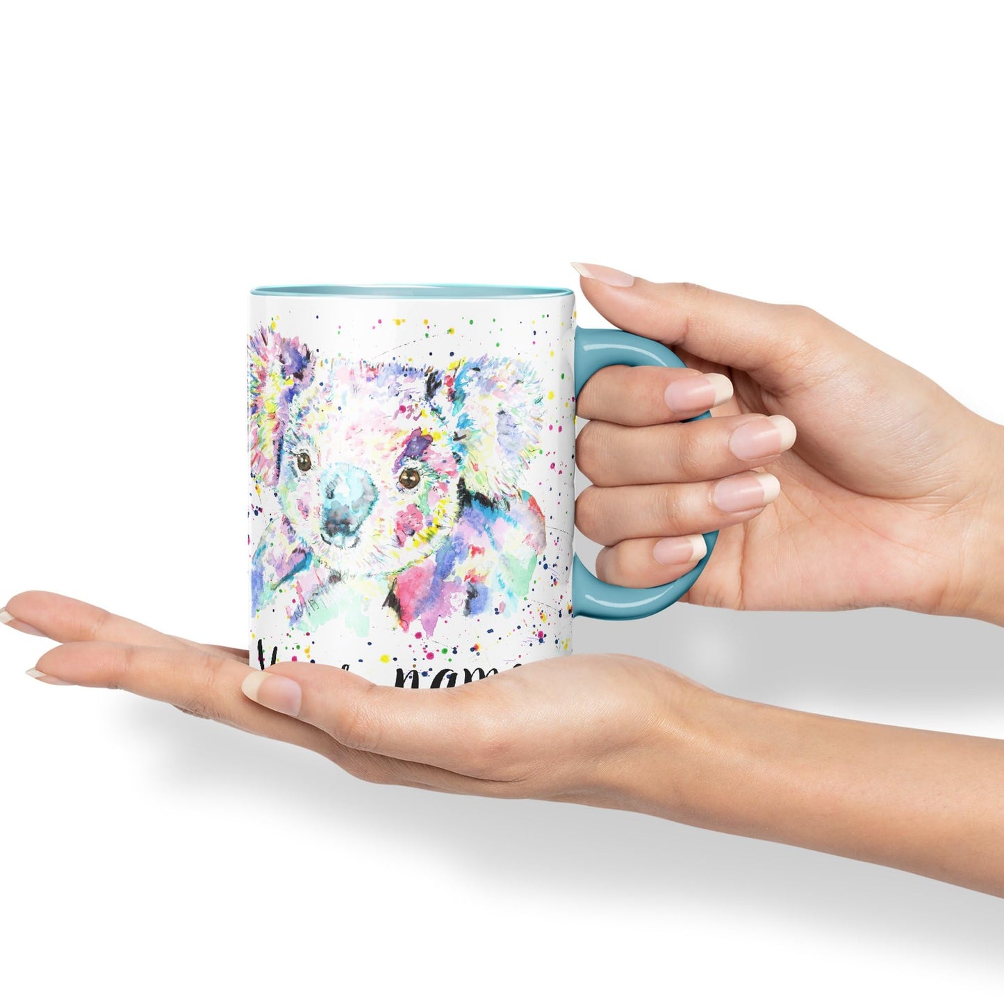 Vixar Personalised with Your Text Koala Bear Animals Watercolour Art Coloured Ceramic Mug Cup Gift 330ml 11oz Custom Work Office Tea Coffee