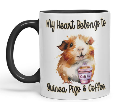 My Heart Belongs to Guine Pig & Coffee, Joke sarkasm Sarcastic Ceramic Coloured Mug Cup for Tea Coffee Hot Brew 330ml 11Oz Gift