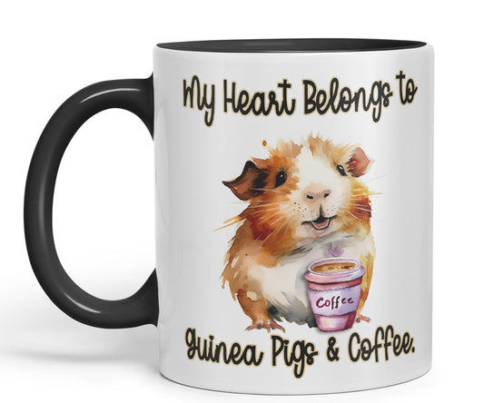 My Heart Belongs to Guine Pig & Coffee, Joke sarkasm Sarcastic Ceramic Coloured Mug Cup for Tea Coffee Hot Brew 330ml 11Oz Gift