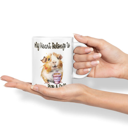 My Heart Belongs to Guine Pig & Coffee, Joke sarkasm Sarcastic Ceramic Coloured Mug Cup for Tea Coffee Hot Brew 330ml 11Oz Gift