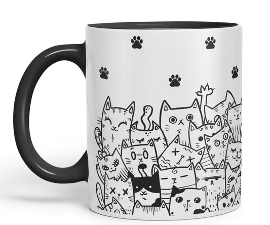 Vixar Cats mom dad Paws cat Lovers Coloured Ceramic Mug Cup Gift 330ml 11oz Work Office Tea Coffee