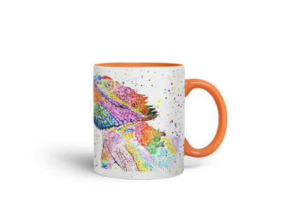 Vixar Bearded Dragon Reptile Pogona Pet Animals Watercolour Art Coloured Mug Cup Gift Birthday Work Office Tea Coffee