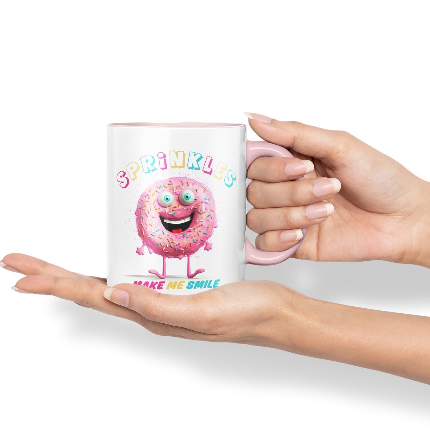 Sprinkles Make Me Smile Sweet Joke sarkasm Sarcastic Ceramic Coloured Mug Cup for Tea Coffee Hot Brew 330ml 11Oz Gift