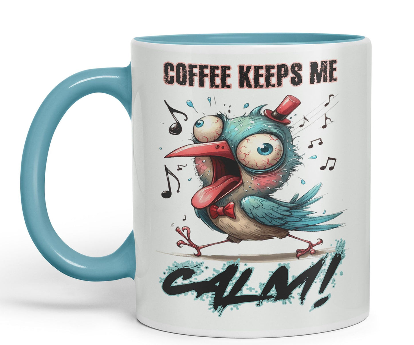 Coffe Keeps me Calm Bird Joke sarkasm Sarcastic Ceramic Coloured Mug Cup for Tea Coffee Hot Brew 330ml 11Oz Gift