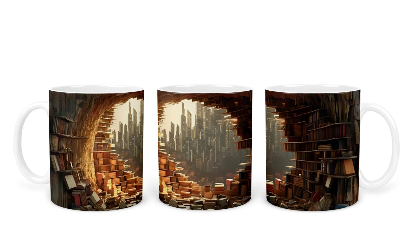 Vixar Book Wall Mug Ceramic Mug Cup Gift for Reading Lovers, 10oz V1